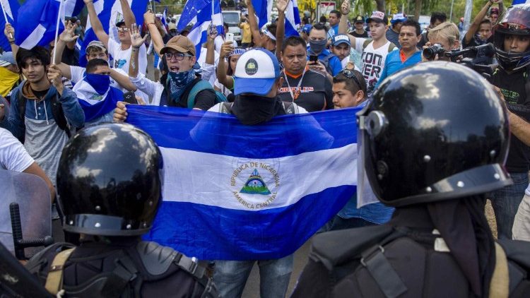 Protestos de jovens nicaraguenes na capital, Manágua