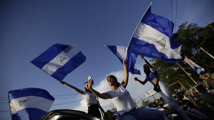 Manifestation étudiante contre le gouvernement Daniel Ortega, devant l'Université centro-américaine de Managua au Nicaragua, le 14 mai 2018.