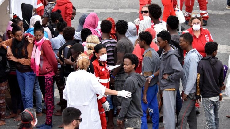 Migrants aboard the ship Diciotti
