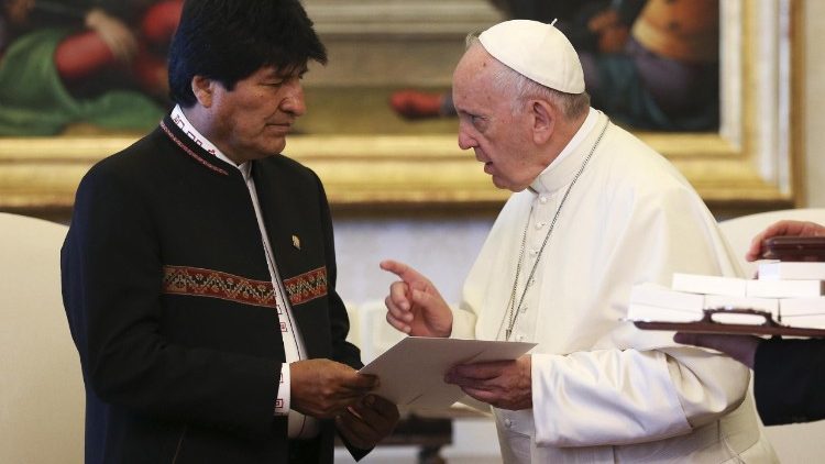 Папа Франциск и президента на Боливия Хуан Ево Моралес