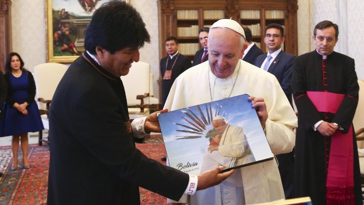 Papa Francesco incontra il presidente della Bolivia, Evo Morales