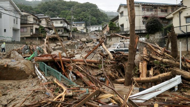 土砂崩れに襲われた広島県熊野町