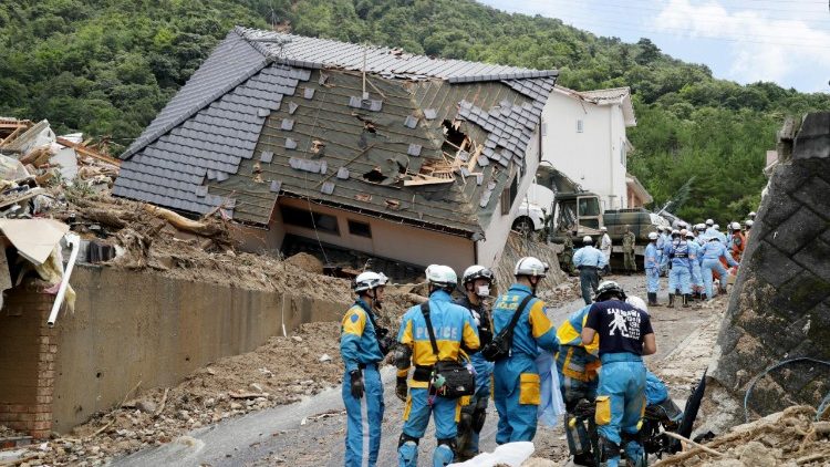 Damage sustained in flooding in Japan