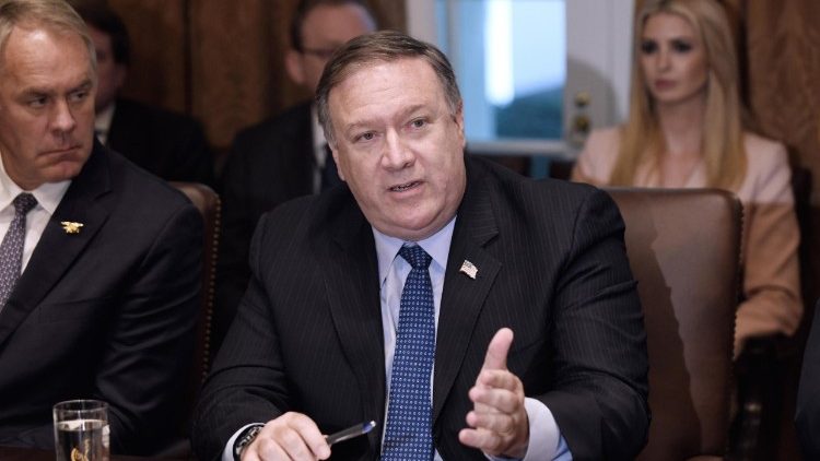 US Secretary of State Mike Pompeo speaks at a cabinet meeting
