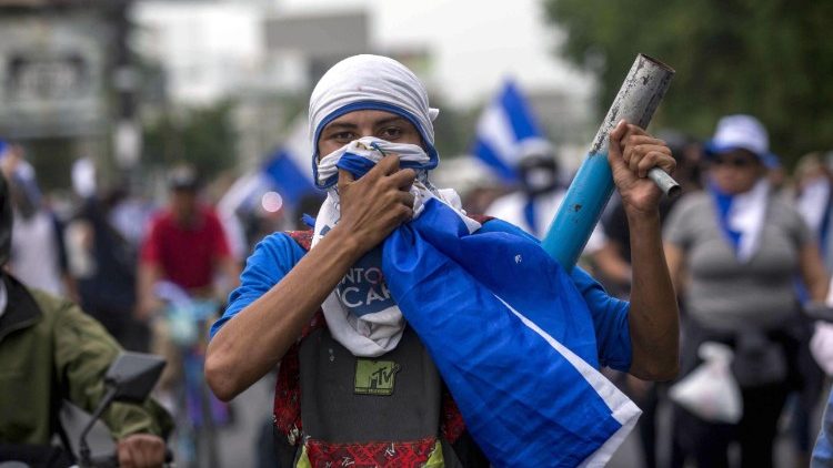 Bei einer Demonstration gegen Präsident Ortega in Managua, Nicaragua
