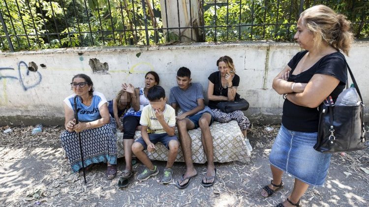 Eine Roma-Familie in Rom