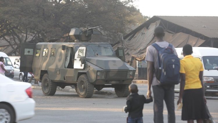 An army truck in Mbare, a southern suburb of Harare