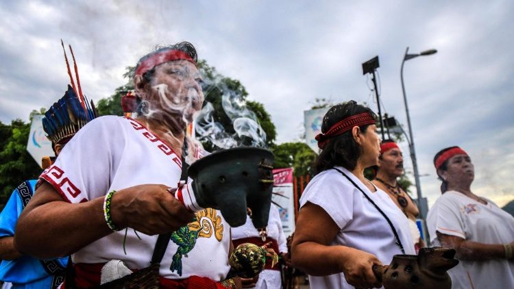 Des autochtones indiennes originaires du Mexique lors de la journée mondiale des autochtones, le 9 août 2018.