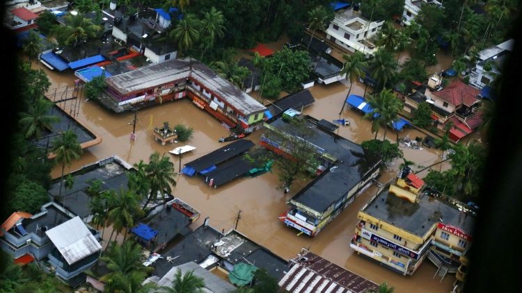 An aerial view of the floods in Kochi, in southern India's Kerala state.  