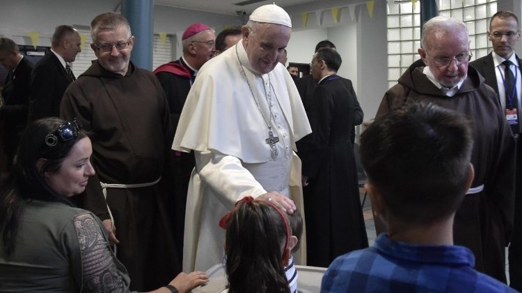 教皇フランシスコ、アイルランド・ダブリンのカトリック系支援センターで　2018年8月25日