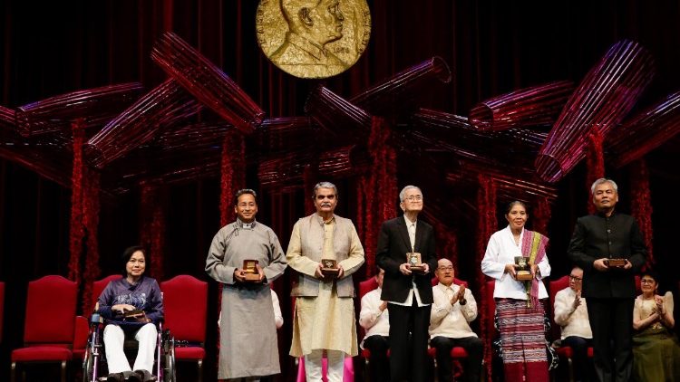 The six winners (foreground) of the Ramon Magsaysay 2018 Awards.