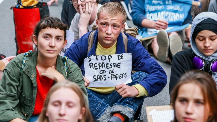 Demonstration in Brüssel gegen eine Inhaftierung von vier minderjährigen Migranten und ihrer Mutter