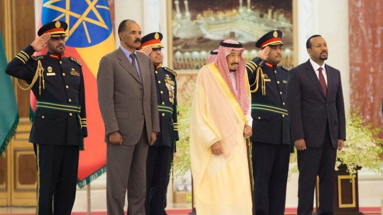 Ein Bild des jüngsten Treffens der Staatsoberhäupter von Äthiopien und Eritrea am 16.09.2018 in Saudi-Arabien