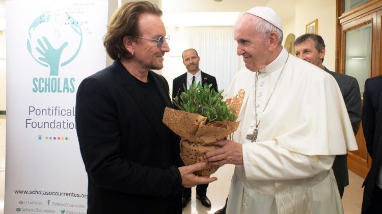 Pope Francis meets Bono 