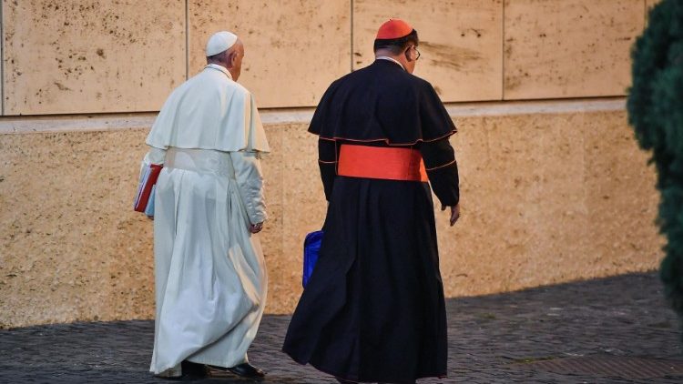 Le Pape François et le cardinal Gerald Cyprien Lacroix, archevêque de Québec, au Vatican, le 3 octobre 2018 