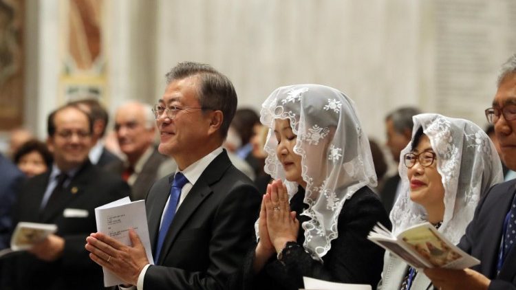 South Korean President Moon Jae-in attends Vatican Mass