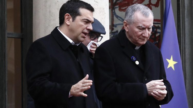 Kardinal Parolin letzte Woche in Paris mit dem griechischen Premier Tsipras