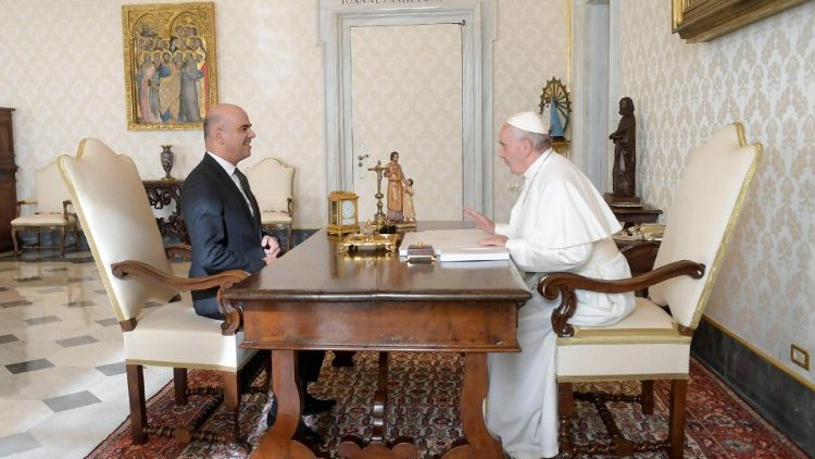 Pope Francis with Swiss Confederation's President, Alain Berset 