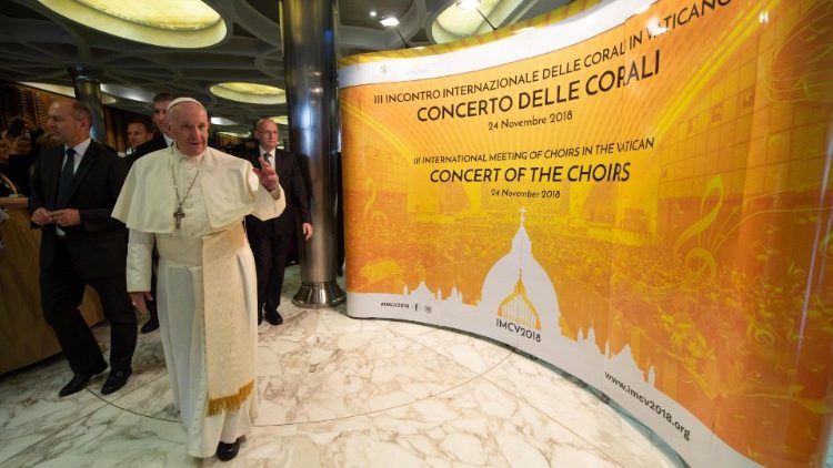 Papa Franjo u prigodi susreta s više tisuća članova pjevačkih zborova iz cijeloga svijeta; Vatikan, 24. studenoga 2018.