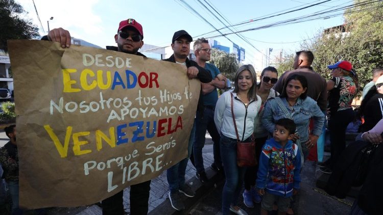 Venezuelans rally at embassy in Quito after declared himself interim president