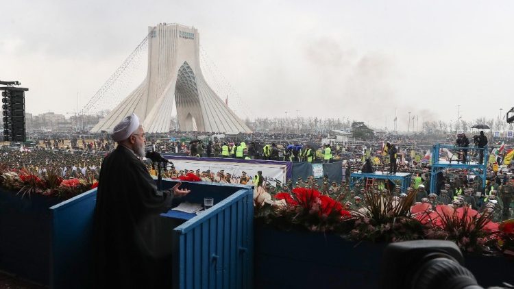Präsident Rohani bei den 40-Jahr-Feiern der Revolution in Teheran