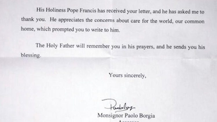 A resposta do Papa através do assessor da Secretaria de Estado do Vaticano