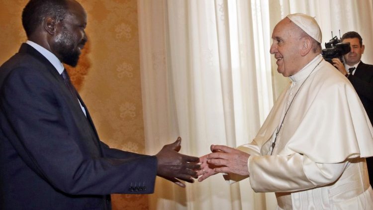 Папа Франциск с президента на Южен Судан Салва Киир Майардит, Ватикана, 16 март 2019