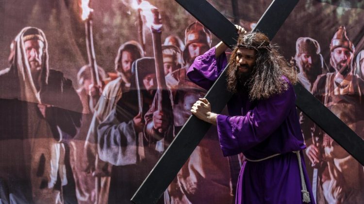 The Way of the Cross being commemorated in Mumbai, India, on Good Friday,  April 19, 2019. 
