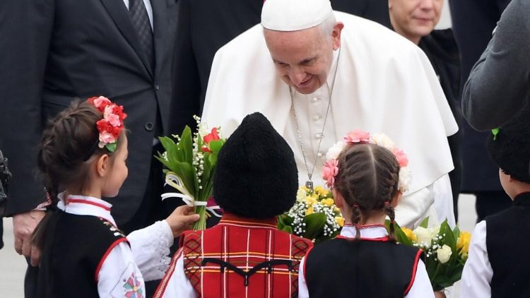 Pope arrives at Sofia airport, Bulgaria, May 5, 2019.