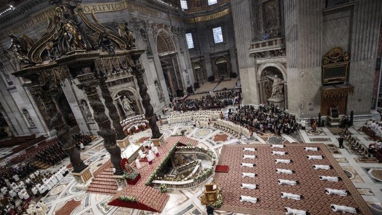 Pope Francis leads a Mass in which he ordained nineteen new priests