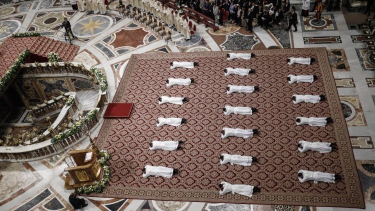 Pope Francis leads a Mass in which ordained nineteen new priests