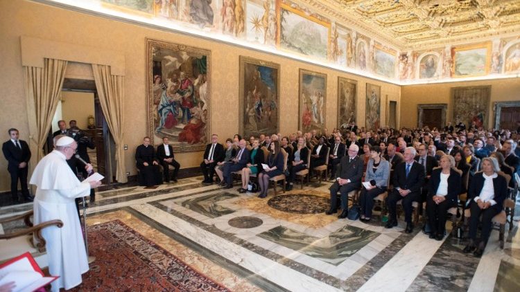 Papa Franjo s članovima i volonterima Europskoga saveza banaka hrane; Vatikan, 18. svibnja 2019.