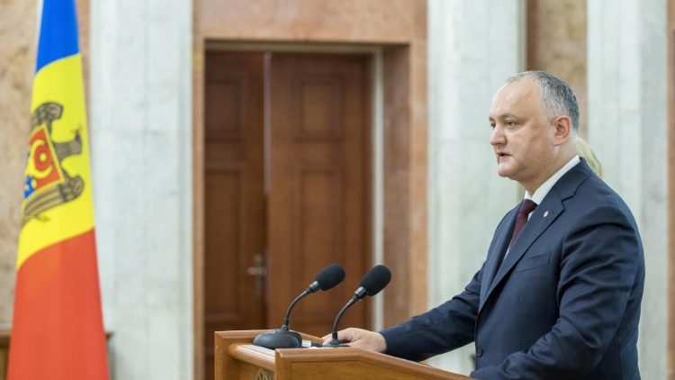 Le président moldave, Igor Dodon, lors d'une conférence de presse à Chisinau