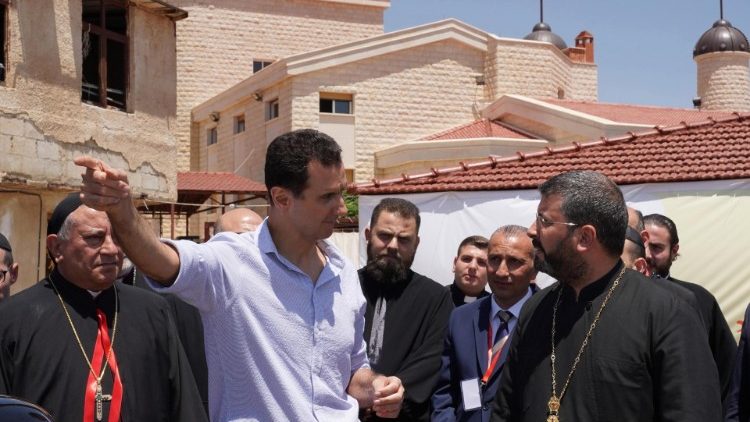 Präsident Assad während der Begegnung mit der syrisch-katholischen Jugend.