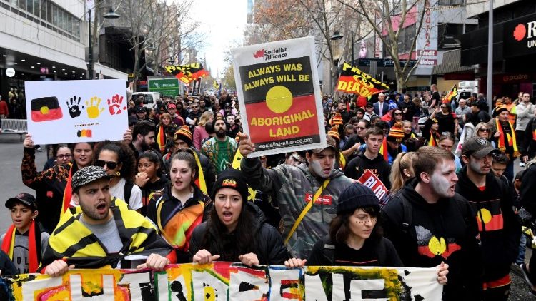 Archive photo: People participate in a National Aboriginal and Islanders Day march in Melbourne, in July 2019