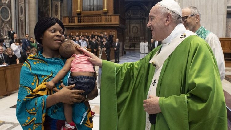 Pope Francis'mass with refugees in Lampedusa 
