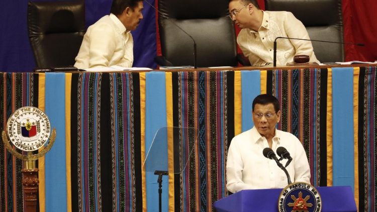 Le président philippin, Rodrigo Duterte, lors de son adresse à la Nation, le 22 juillet 2019 à l'est de Manille. 