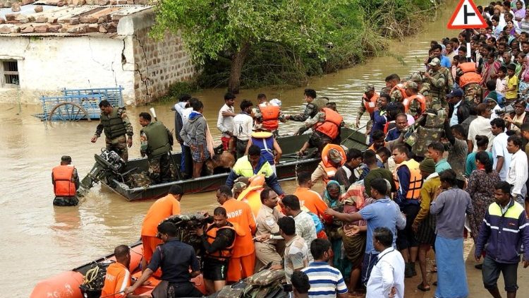 Rescue operations in flood affected areas in North Karnataka, India