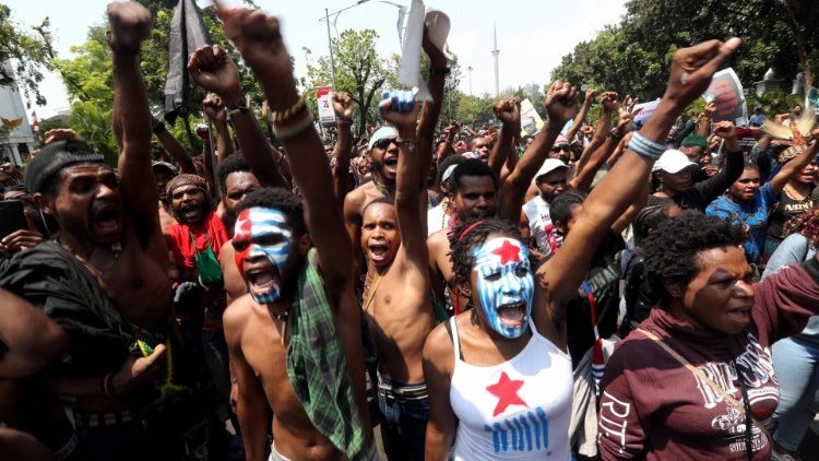 File photo of Papuan activists at a rally in Jakarta, 22 August 2019