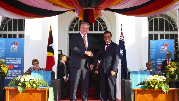 Le Premier ministre australien en visite au Timor, le 30 août 2019, pour les 20 ans de l'indépendance de l'île. 
