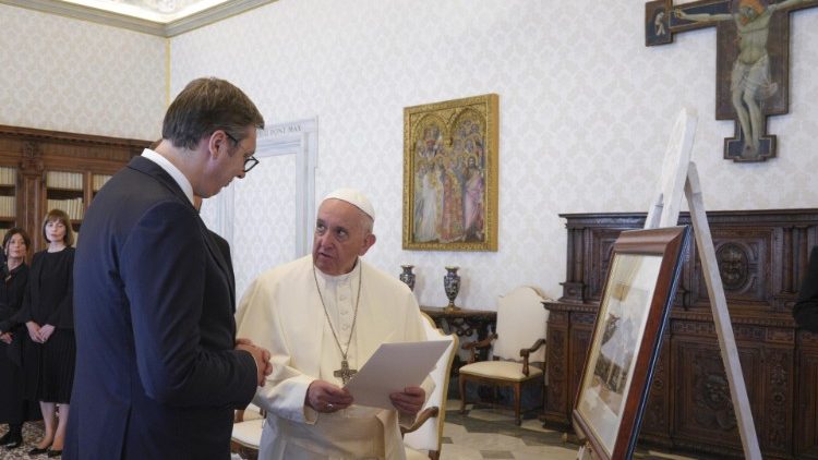 Папа Франциск и сръбският президент Вучич, 12 септември 2019