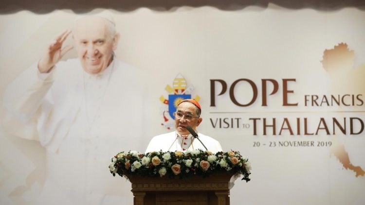 Archbishop Paul Tschang In-Nam, Apostolic Nuncio to Thailand, announcing Pope Francis' apostolic visit to Thailand. 