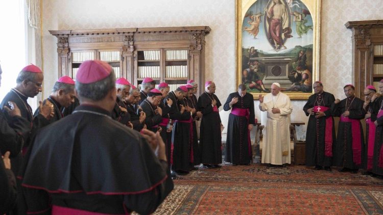 Pope Francis with the Bishops of India