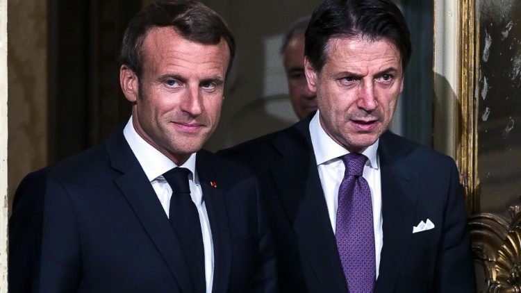 Il Presidente francese Macron e il premier italiano Conte