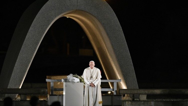 Pope Francis at the Peace Memorial in Hiroshima in November 2019