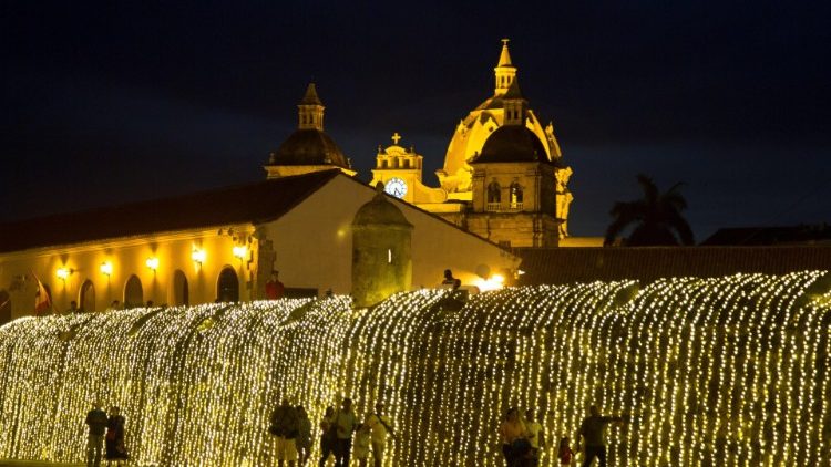 Decoração luminosa de Natal em Cartagena, Colômbia