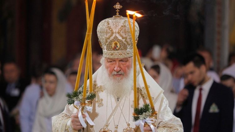 Patriarken av Moskva och hela Ryssland Kirill under julens mässa 