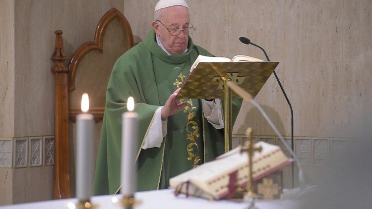 Pope Francis celebrates a mass in St. Marta
