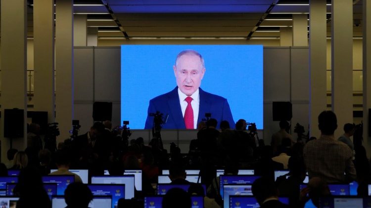 Le président russe, Vladimir Poutine, lors de son discours devant l'Assemblée fédérale, le 15 janvier 2020.	
