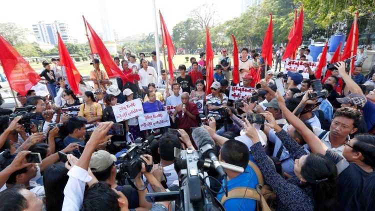  Protest against the Myitsone dam project in Yangon, Myanmar.